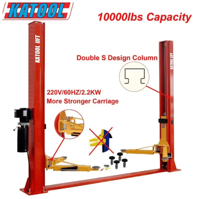 Katool KT-H100 10,000lb 2 Post Vehicle Lift - Mechanic Super Store