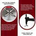 Katool KT-T810 Wheel Clamp Tire Changer Machine flier explaining the ease of maintenance and showing up up-close image of the mounting head. - Mechanic Super Store