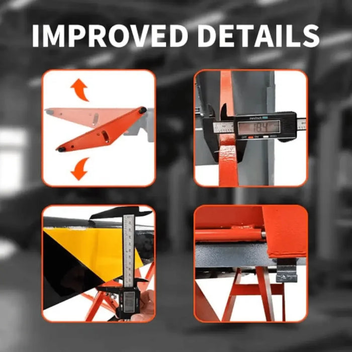 Image showing the improved details of the portable car lift Katool X90E 8000 lbs Mid Rise Electric Scissor Lift detail sheet showing the lifts moveable parts- Mechanic Super Store