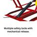 Amgo LR06 Low Rise Lift up close image showing multiple safety locks with mechanical release.