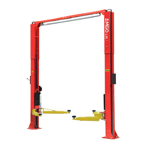 Amgo OH-9 9,000 lb 2 Post Lift show on a halo white background - Mechanic Super Store