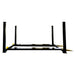 Supreme 11,000 lb, 4 Post Car Lift side view of the black and yellow lift with the yellow ramps extended. - Mechanic Super Store Car lifts