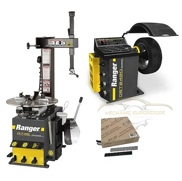 Ranger R745 Tire Changer - DST2420 Wheel Balancer - Tape Wheel Weights Package - Mechanic Super Store