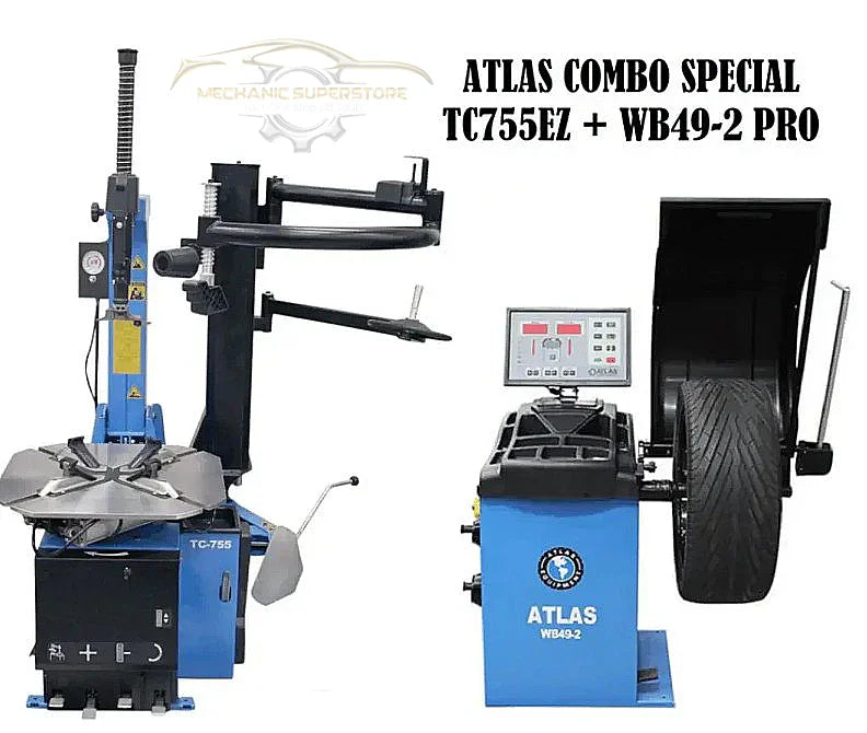 Atlas TC755EZ Tire Changer + WB49-2 Wheel Balancer Combo Package - Mechanic Super Store