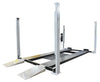 Triumph USA8000XLT 8,000 lb Service & Storage 4 Post Car Lift front 3/4 view in lower position with on-ramps extended - Mechanic Super Store