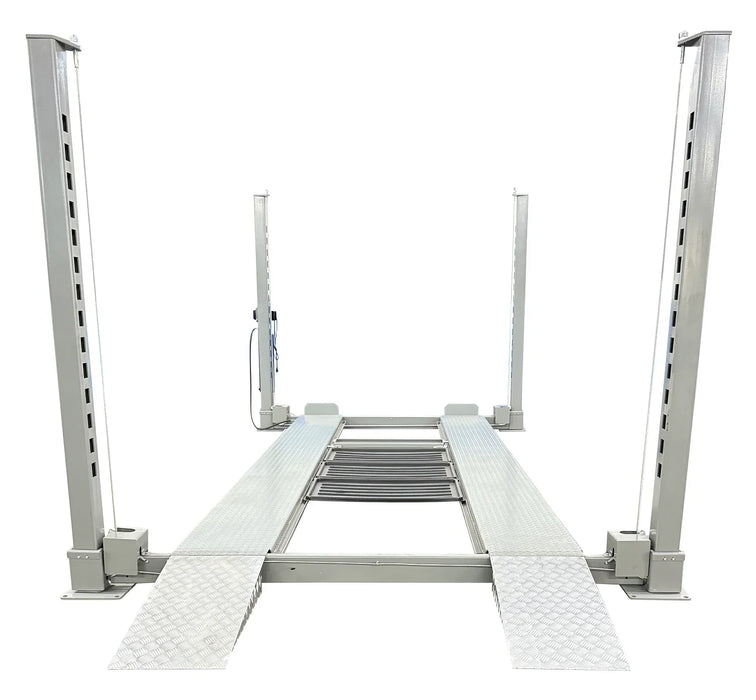 Triumph NOS10000 10,000 lb Service Storage 4 Post Automotive Lift - Mechanic Super Store car lifts shown on the front view on a white background.